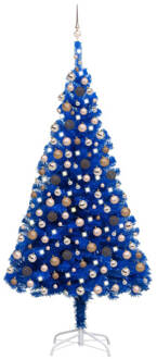 vidaXL Kunstkerstboom met verlichting en kerstballen 240 cm PVC blauw