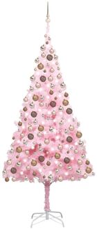 vidaXL Kunstkerstboom met verlichting en kerstballen 240 cm PVC roze