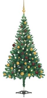 vidaXL Kunstkerstboom met verlichting en kerstballen 546 takken 180 cm Groen