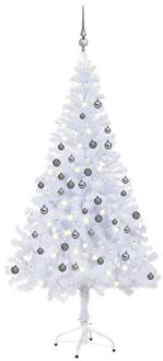 vidaXL Kunstkerstboom met verlichting en kerstballen 620 takken 180 cm Wit