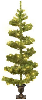 vidaXL Kunstkerstboom met verlichting en pot 120 cm PVC groen