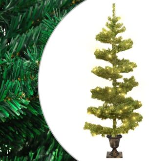 vidaXL Kunstkerstboom met verlichting en pot 120 cm PVC groen