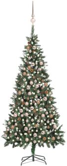 vidaXL Kunstkerstboom met verlichting kerstballen dennenappels 210 cm Groen