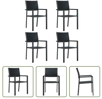 vidaXL Kunststof Stoelen - Rattan Look - Set van 4 - Zwart - 58.5 x 53.5 x 88.5 cm