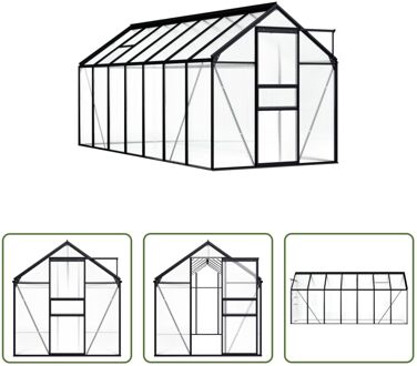 vidaXL Kweekkas - 190 x 430 x 125/195 cm - Aluminium - Polycarbonaat - 8.17 m²