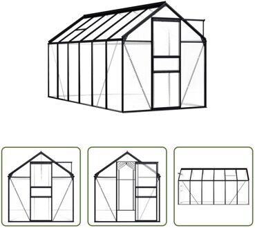 vidaXL Kweekkas - Aluminium - 190 x 370 x 125/195 cm - 7.03 m² - polycarbonaat panelen