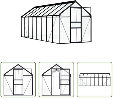 vidaXL Kweekkas - Aluminium - 190 x 490 x 125/195 cm - Uv-bestendig