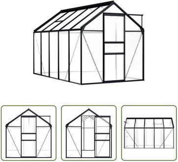 vidaXL Kweekkas Serre - 190 x 310 x 125/195 cm - Polycarbonaat paneel - Uv-bestendig