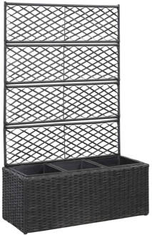 vidaXL Latwerkplantenbak verhoogd met potten 83x30x130 cm rattan zwart