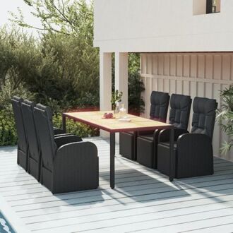 vidaXL Leunstoel Verstelbaar Zwart - PE-rattan en gepoedercoat staal - 57x69x106 cm - Tuinset