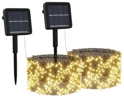 vidaXL Lichtsnoeren 2 st met 2x200 LED's solar binnen/buiten warmwit