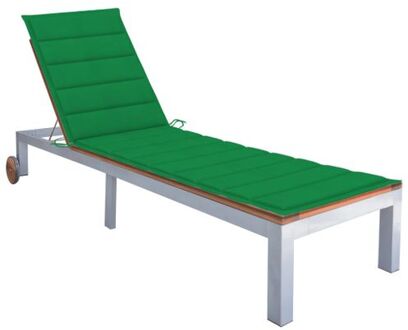 vidaXL Ligbed - Houten - Groen Kussen - 207x70x31/61.5/73.5/81.5/88cm