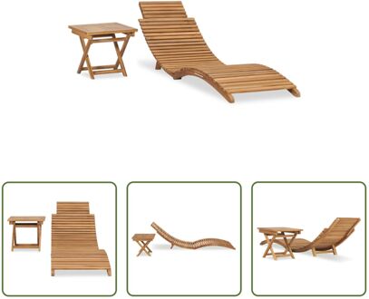 vidaXL Ligbed - Loungebed - Hout - Teakhout - Ergonomisch ontwerp - Weerbestendig Bruin