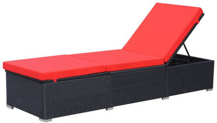 vidaXL Ligbed met kussen poly rattan zwart