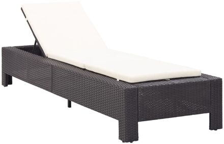 vidaXL Ligbed met kussen poly rattan zwart