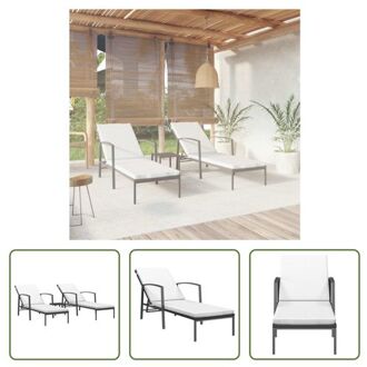 vidaXL Ligbedden Poly Rattan - 195x60x(53-95) cm - Verstelbare Rugleuning - Inclusief Tafel - Zwart - Met