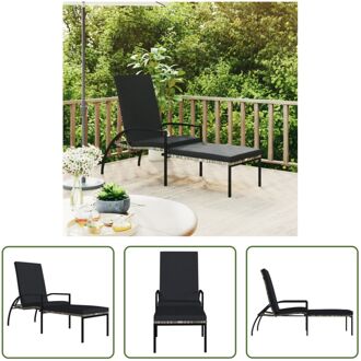 vidaXL Ligstoel - Comfortabele tuinmeubelen - 195 x 60 x 55-102 cm - Grijs rattan - Antraciet kussen