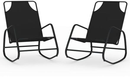 vidaXL Ligstoelen 2 St Schommelend Staal En Textileen Zwart