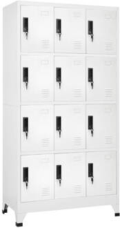 vidaXL Lockerkast 90x45x180 cm staal wit