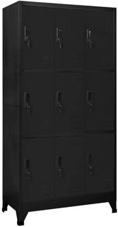 vidaXL Lockerkast 90x45x180 cm staal zwart