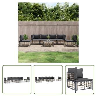 vidaXL Lounge Set - Antraciet poly rattan - Hoekbank 72x72x66 cm - Middenbank 72x70x66 cm - Tafel 70x70x34 cm Grijs