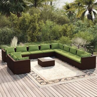 vidaXL Lounge set - Bruin poly rattan - Modulair design - Waterbestendig - Stevig frame - Comfortabele