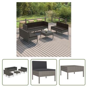 vidaXL Lounge set - PE-rattan - Grijs - 60 x 60 x 35 cm - Inclusief kussens