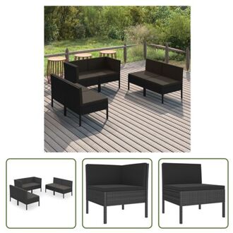 vidaXL Lounge Set - PE-rattan - Zwart - 57x69x69 cm - Inclusief kussens