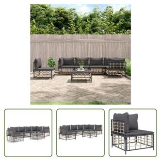 vidaXL Lounge set - poly rattan - antraciet - 72x72x66 cm - weerbestendig Grijs