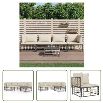 vidaXL Lounge Set - Poly Rattan - Antraciet - 72x72x66 cm - Weerbestendig Materiaal Grijs