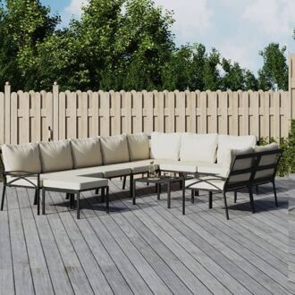 vidaXL Lounge set - Stalen tuinmeubelen - Zwarte bijzetstoel - Gepoedercoat - 62 x 75 x 79 cm - 110 kg
