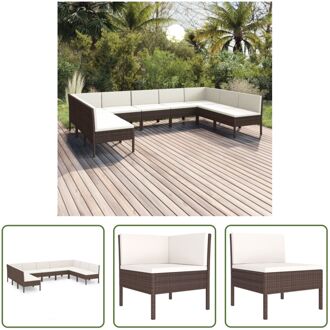 vidaXL Lounge The Living Store Tuinmeubelset - 57x69x69 cm - bruin - crèmewit - PE-rattan - gepoedercoat