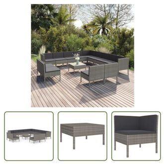 vidaXL Lounge - Tuinmeubelset - PE-rattan - Gepoedercoat staal - Grijs - Antraciet