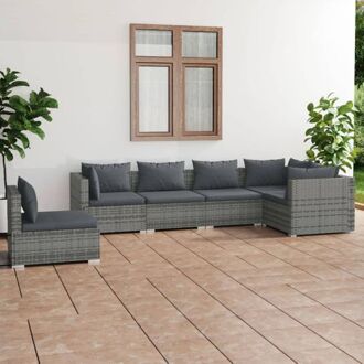 vidaXL Lounge tuinset - Grijs - PE-rattan - Modulair design - Hoogwaardig materiaal - Stevig frame