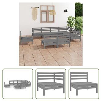 vidaXL Loungebank Modular - 63.5 x 63.5 x 62.5 cm - Grenenhout - Grijs