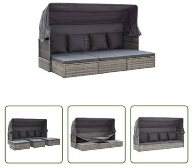 vidaXL Loungebed Gemengd Grijs 200x60x124 cm - Duurzaam PE-rattan - Weerbestendig - Montage vereist