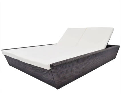 vidaXL Loungebed met kussen poly rattan bruin