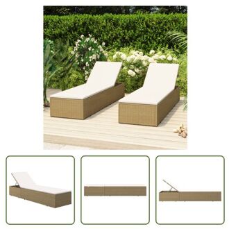 vidaXL Loungebed - PE-rattan - gepoedercoat staal - 198 x 60 cm - weerbestendig Bruin