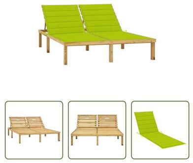 vidaXL Loungebed Serenity - Ligbed 200 x 138 x (31.5 - 77) cm - Inclusief 2 Kussens - Verstelbare Rugleuning Groen