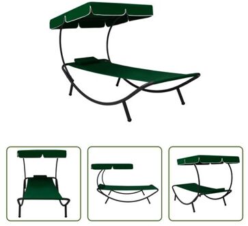 vidaXL Loungebed - Tuinmeubelen - 200x90x112 cm - Weerbestendig Groen