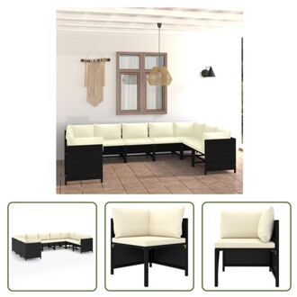 vidaXL Loungehoek - Poly rattan - PE-rattan - Gepoedercoat staal - Zwart - 60x60x60 cm - Gemakkelijk schoon