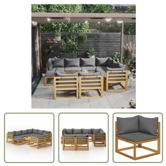 vidaXL Loungeset Acacia - Hoekbank 70x70x60cm - Donkergrijs