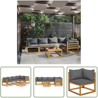 vidaXL Loungeset Acacia - Modulair - Donkergrijs - Weerbestendig - 68x68x29cm - 70x70x60cm - 68x70x60cm