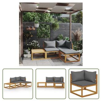 vidaXL Loungeset - Acaciahout - Donkergrijs - 68 x 68 x 29 cm - 100% polyester