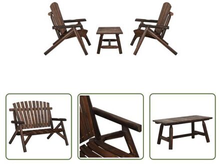 vidaXL Loungeset Adirondack - Houten Tuinmeubelen - 119x85x98cm - Massief Vurenhout Bruin