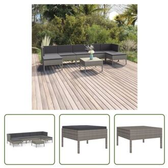 vidaXL Loungeset Antraciet Grijs - Modulaire Tuinmeubelset - PE-Rattan - Stalen Frame