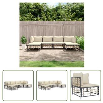 vidaXL Loungeset - Antraciet - Poly Rattan - 72x72x66 cm - Comfortabele zitervaring Grijs