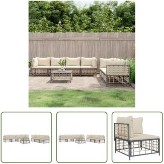 vidaXL Loungeset Antraciet - Poly Rattan - Hoekbank 72x72x66cm - Middenbank 72x70x66cm - Tafel 70x70x34cm Grijs