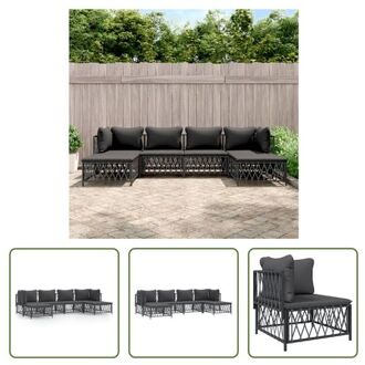 vidaXL Loungeset Antraciet - Tuinhoekbank - Tuinmiddenbank - Tuinvoetenbank - 72x72x66cm - Geweven stof Grijs