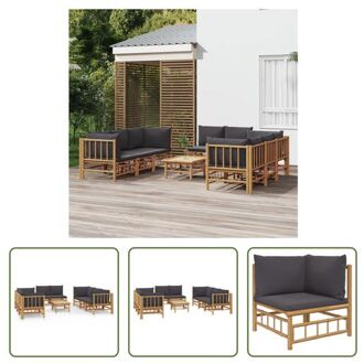 vidaXL Loungeset Bamboe - 8-delige modulaire tuinset - Comfortabele zitervaring - Praktische tafel - Bruin